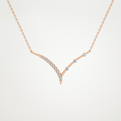 0.128 TCW Round Lab Grown Diamond Half Chevron Necklace