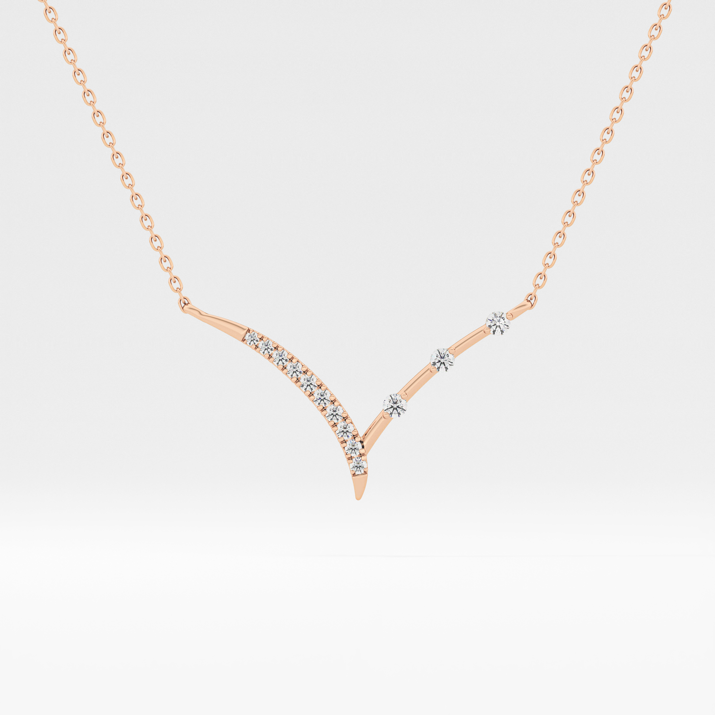 0.128 TCW Round Lab Grown Diamond Half Chevron Necklace