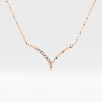 0.128 TCW Round Lab Grown Diamond Half Chevron Necklace