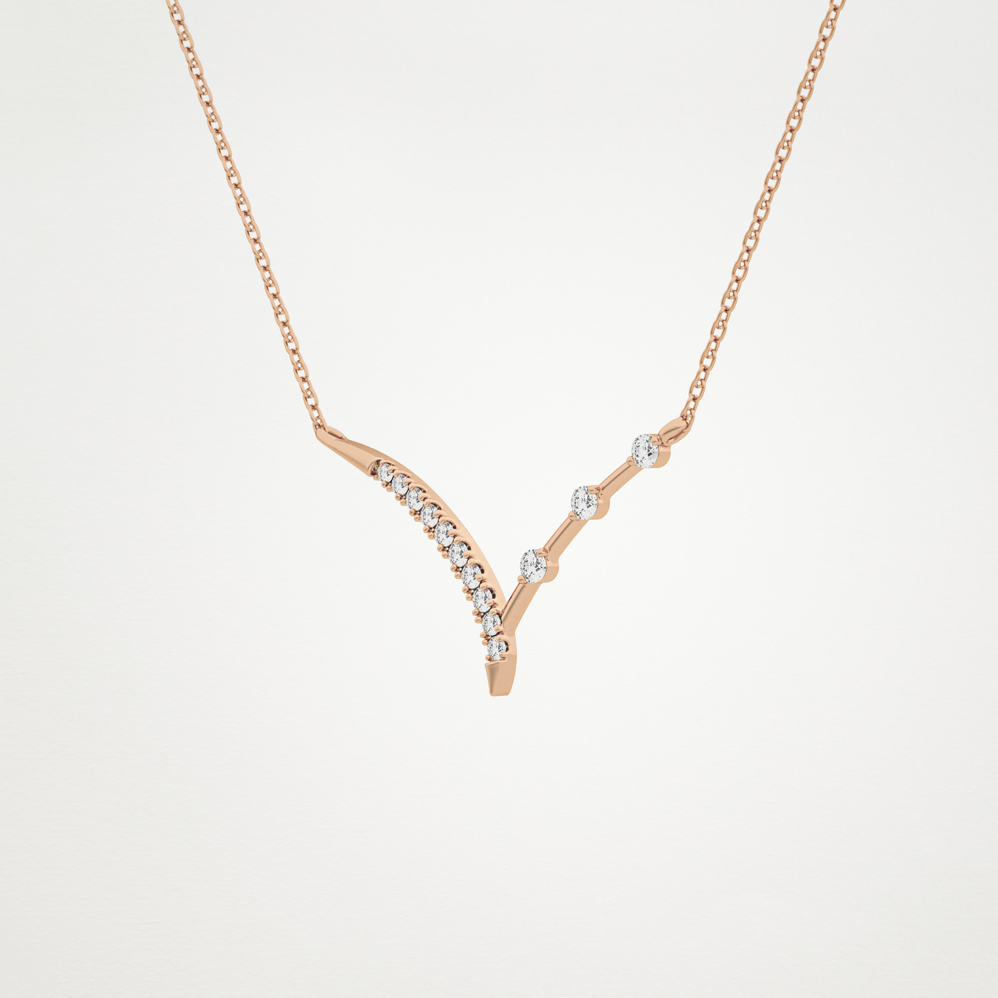 0.128 TCW Round Lab Grown Diamond Half Chevron Necklace