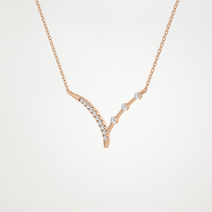 0.128 TCW Round Lab Grown Diamond Half Chevron Necklace