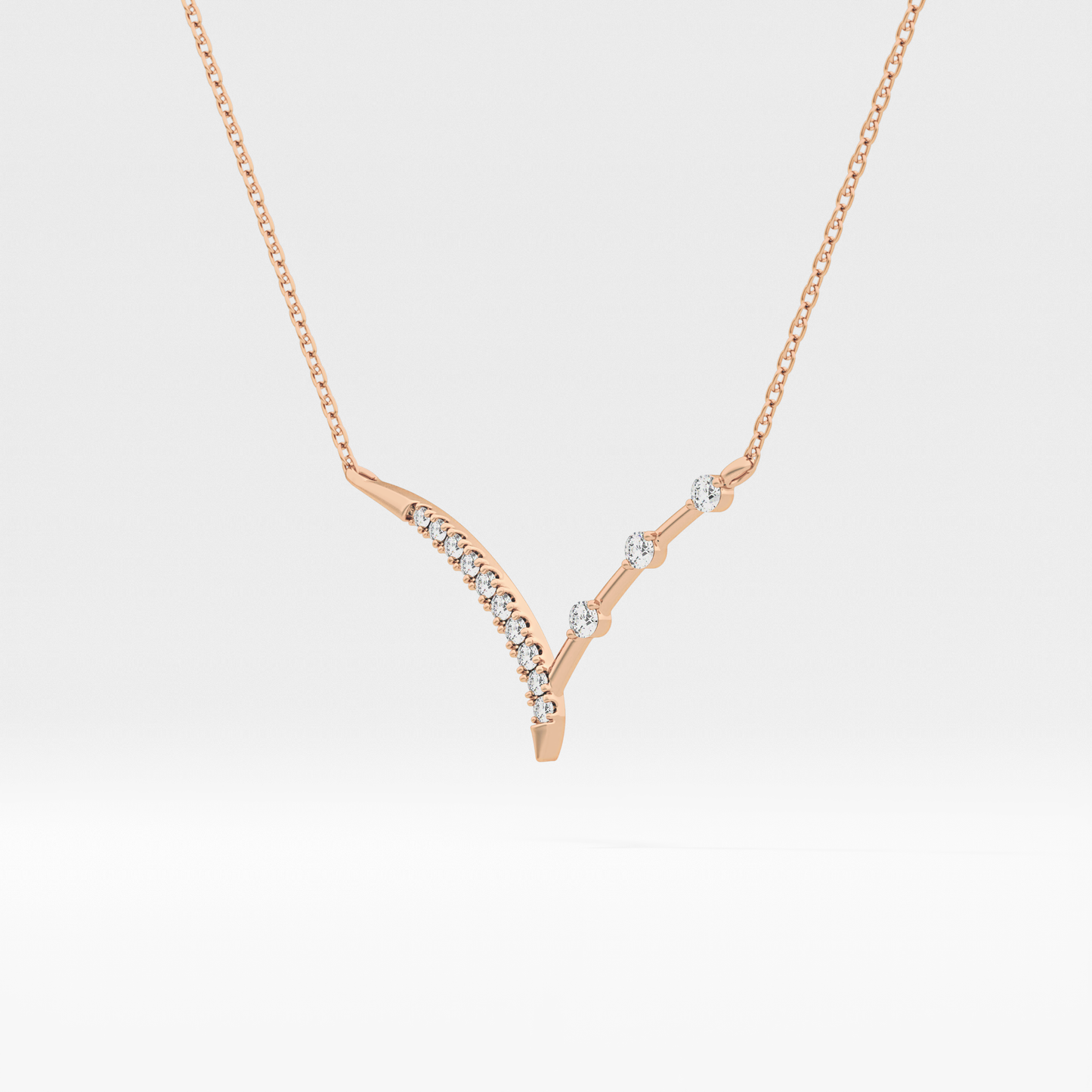 0.128 TCW Round Lab Grown Diamond Half Chevron Necklace