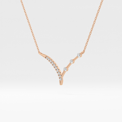 0.128 TCW Round Lab Grown Diamond Half Chevron Necklace