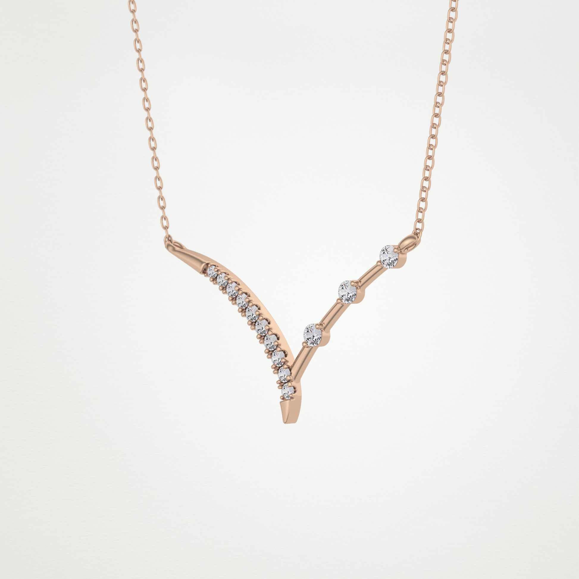 0.128 TCW Round Lab Grown Diamond Half Chevron Necklace
