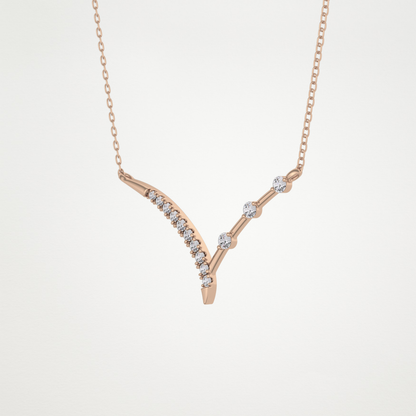 0.128 TCW Round Lab Grown Diamond Half Chevron Necklace