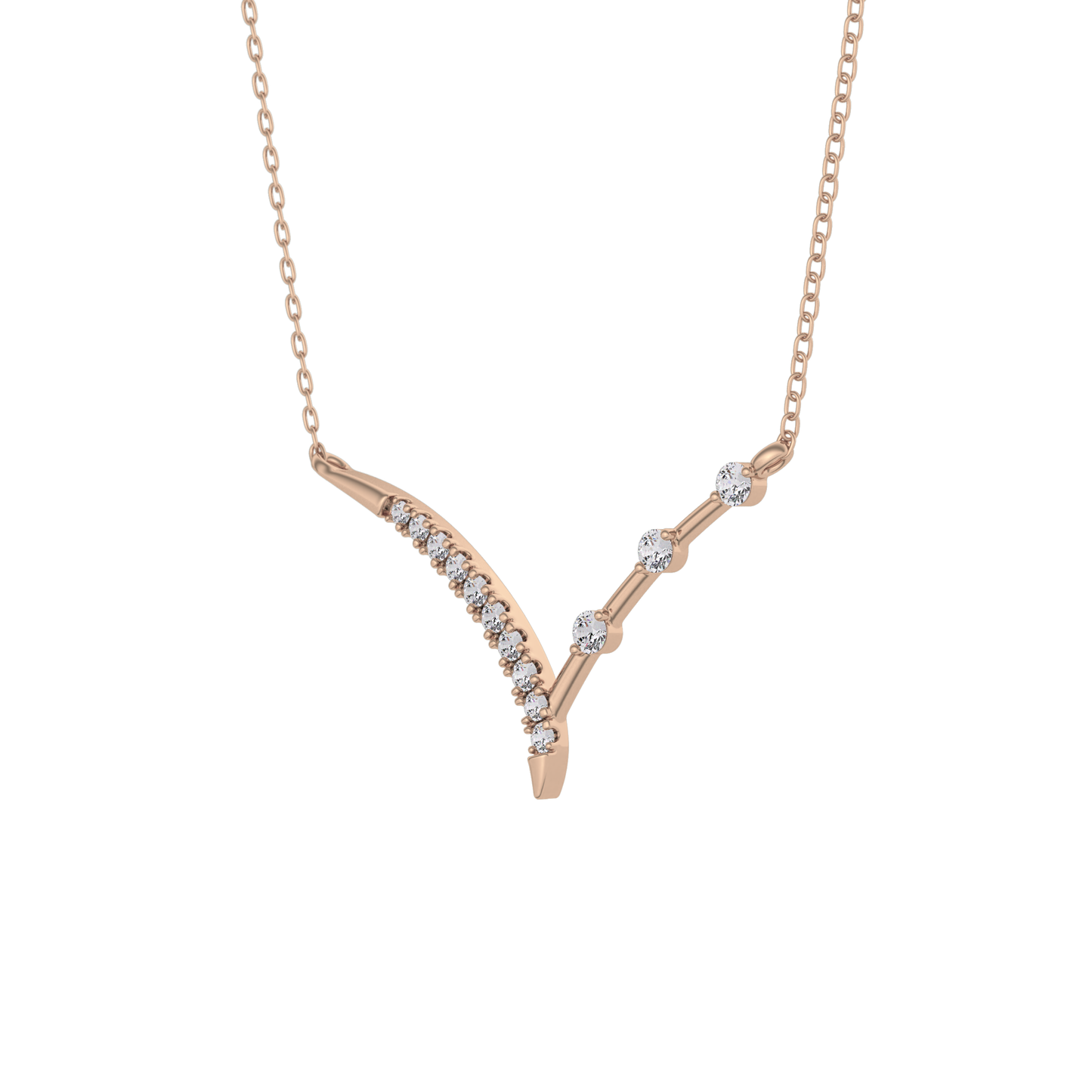 0.128 TCW Round Lab Grown Diamond Half Chevron Necklace