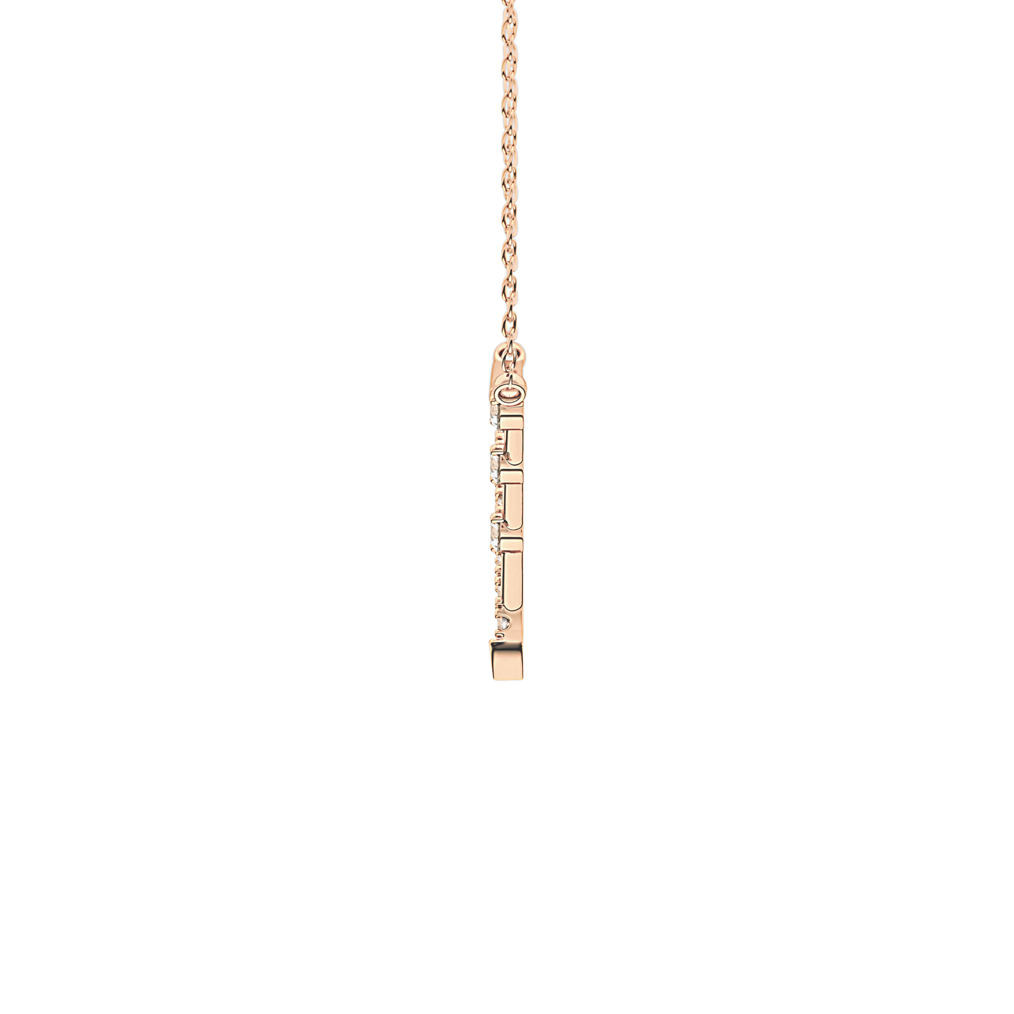0.128 TCW Round Lab Grown Diamond Half Chevron Necklace