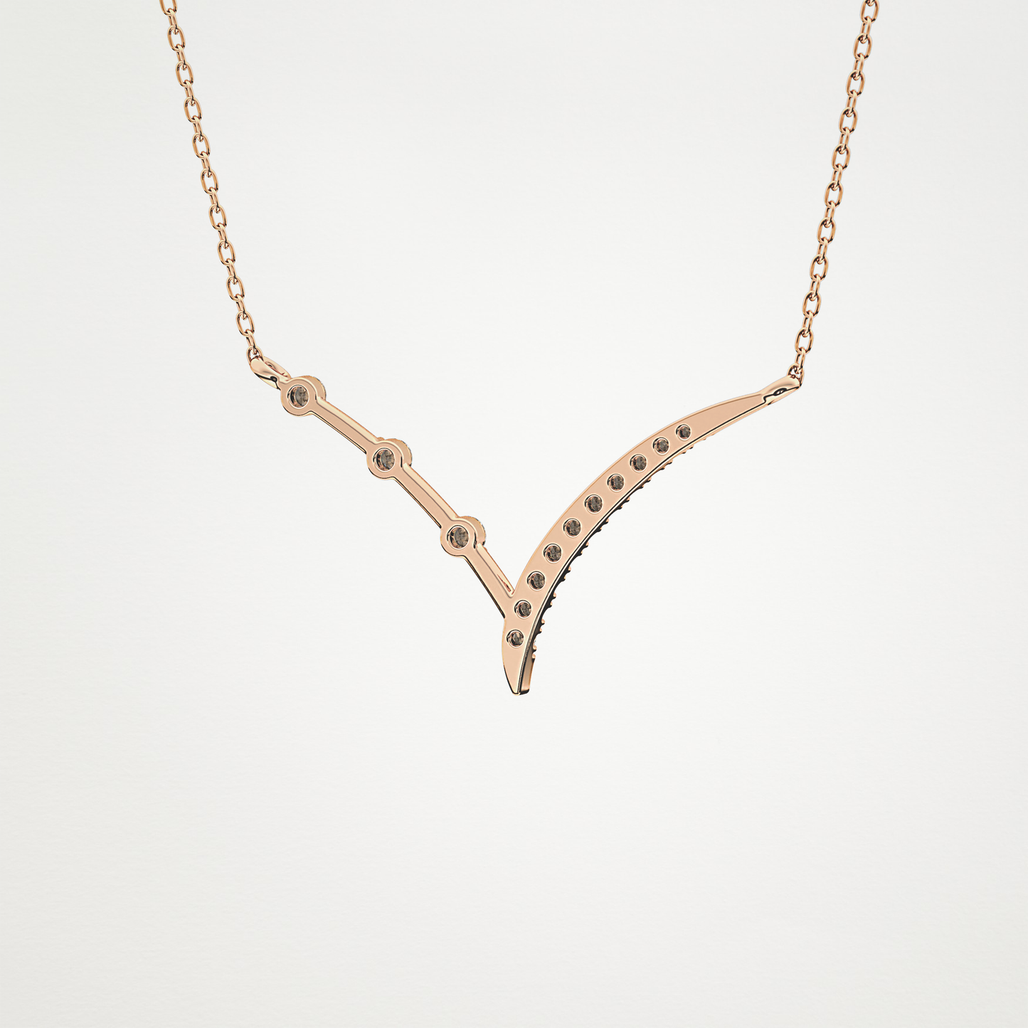 0.128 TCW Round Lab Grown Diamond Half Chevron Necklace