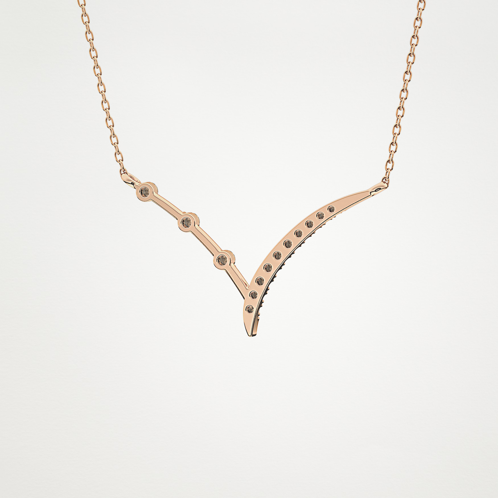 0.128 TCW Round Lab Grown Diamond Half Chevron Necklace