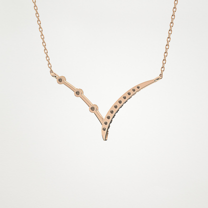 0.128 TCW Round Lab Grown Diamond Half Chevron Necklace