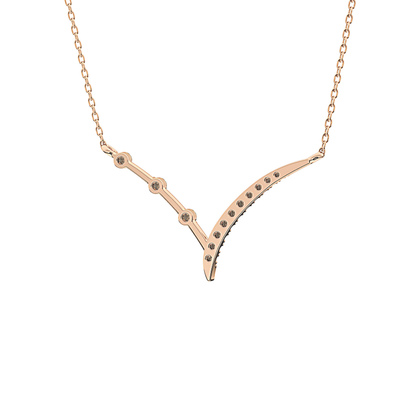 0.128 TCW Round Lab Grown Diamond Half Chevron Necklace