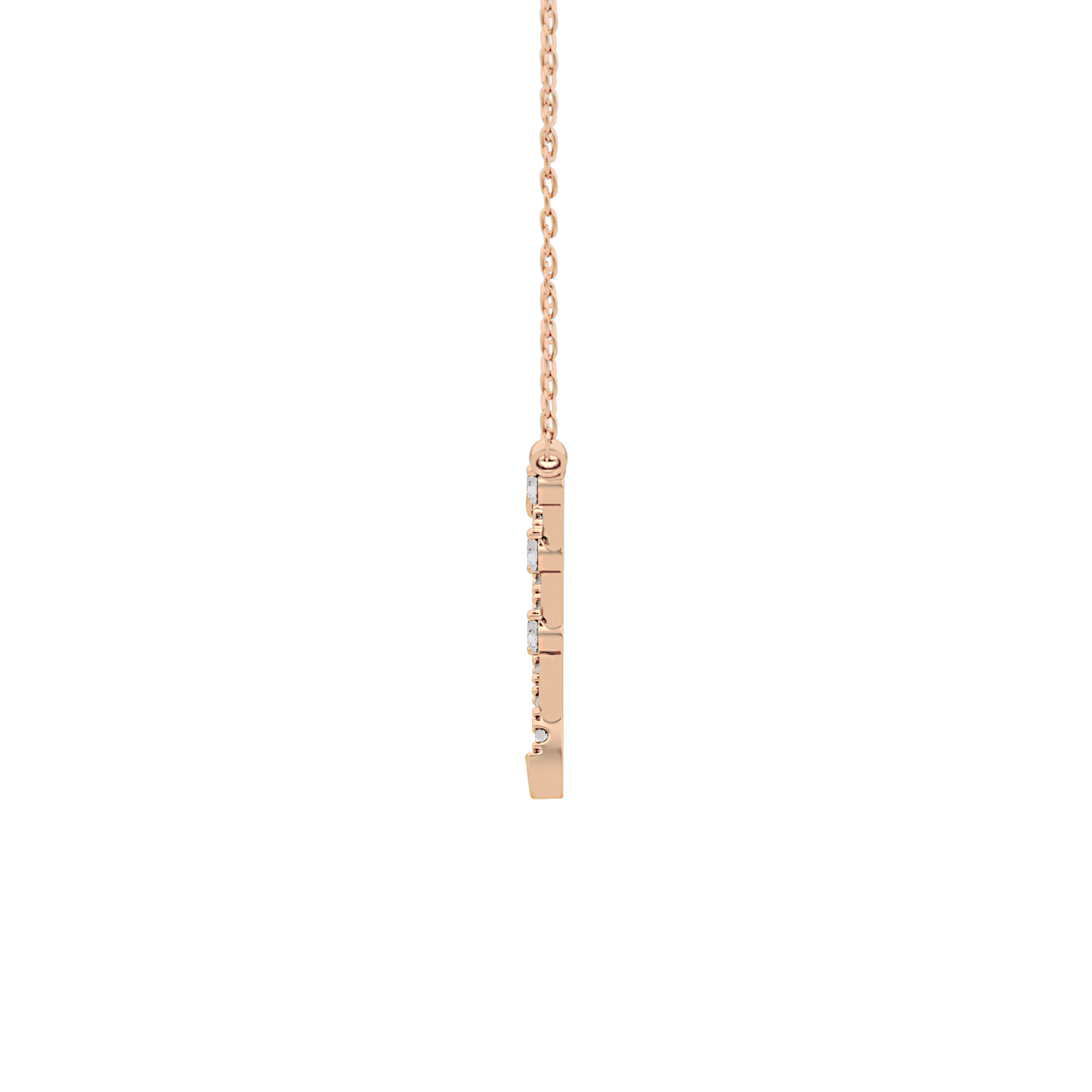 0.128 TCW Round Lab Grown Diamond Half Chevron Necklace