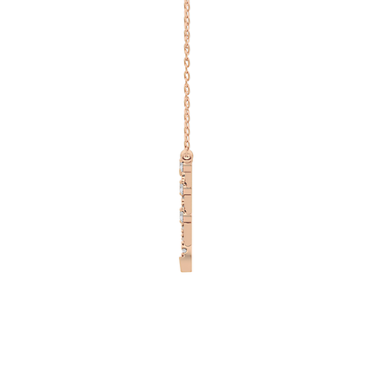 0.128 TCW Round Lab Grown Diamond Half Chevron Necklace