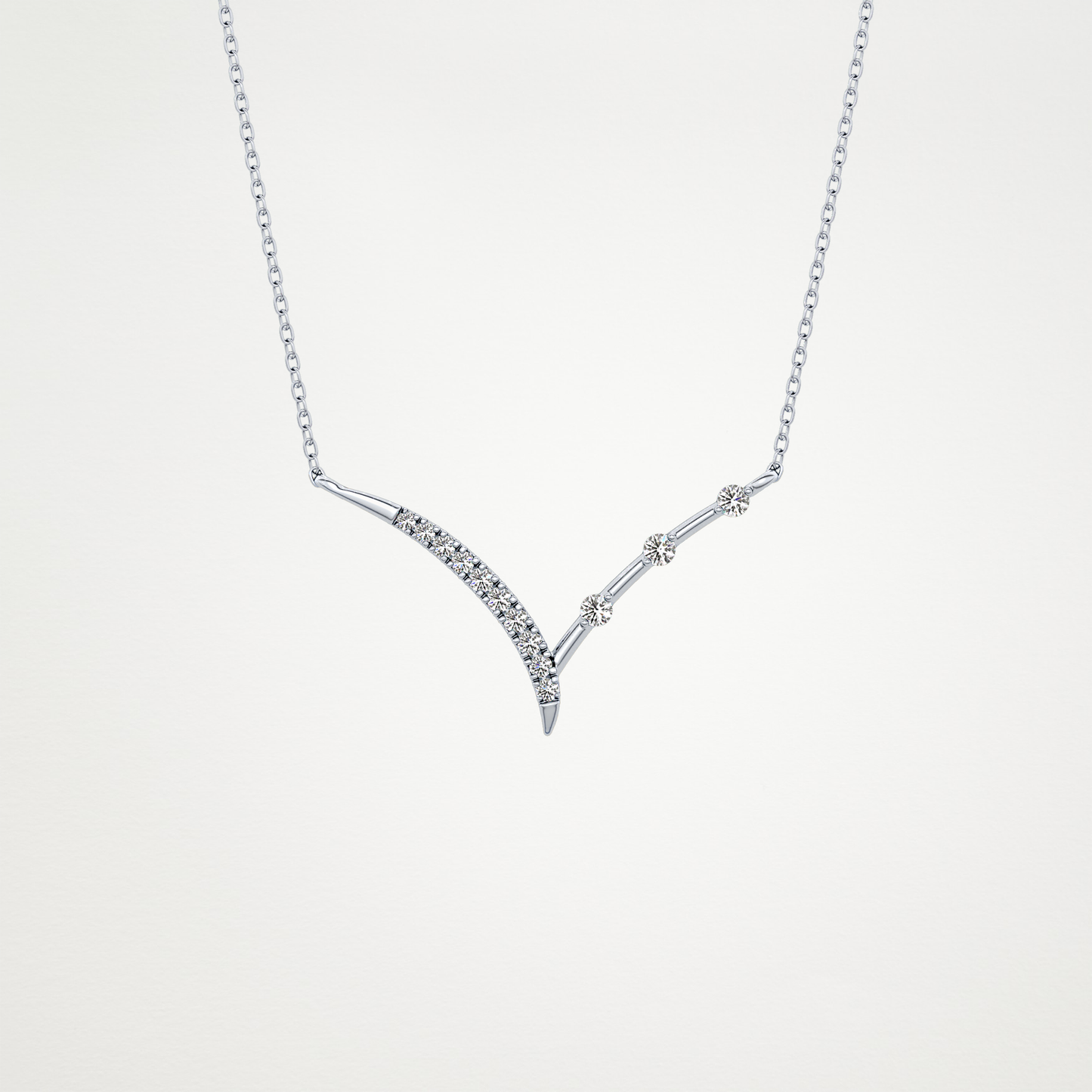 0.128 TCW Round Lab Grown Diamond Half Chevron Necklace