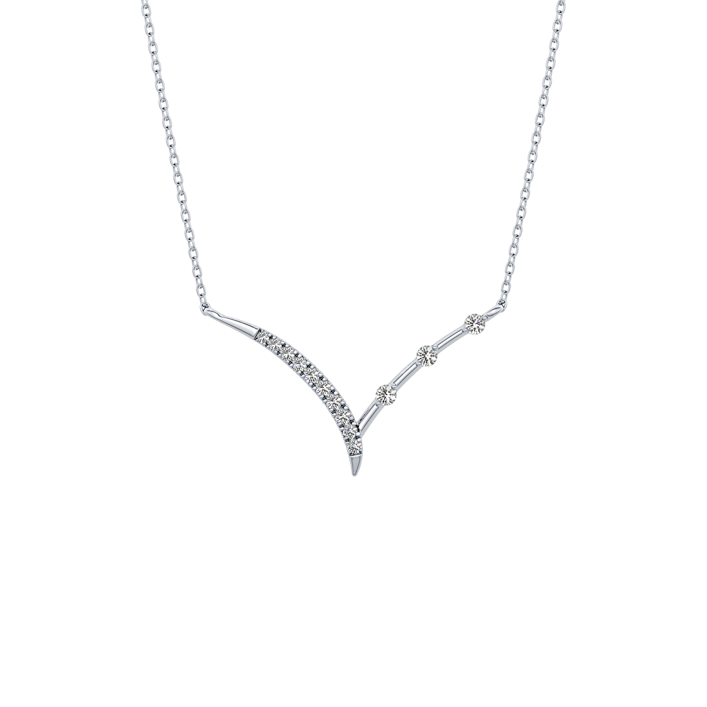 0.128 TCW Round Lab Grown Diamond Half Chevron Necklace