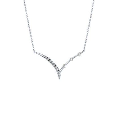0.128 TCW Round Lab Grown Diamond Half Chevron Necklace