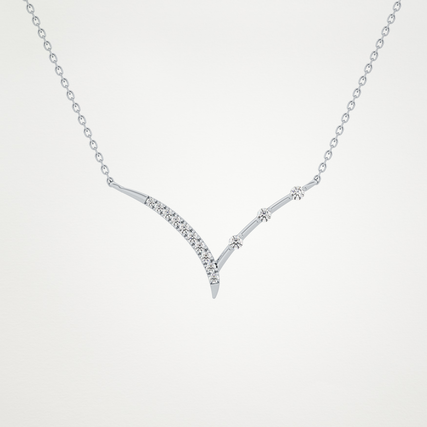 0.128 TCW Round Lab Grown Diamond Half Chevron Necklace