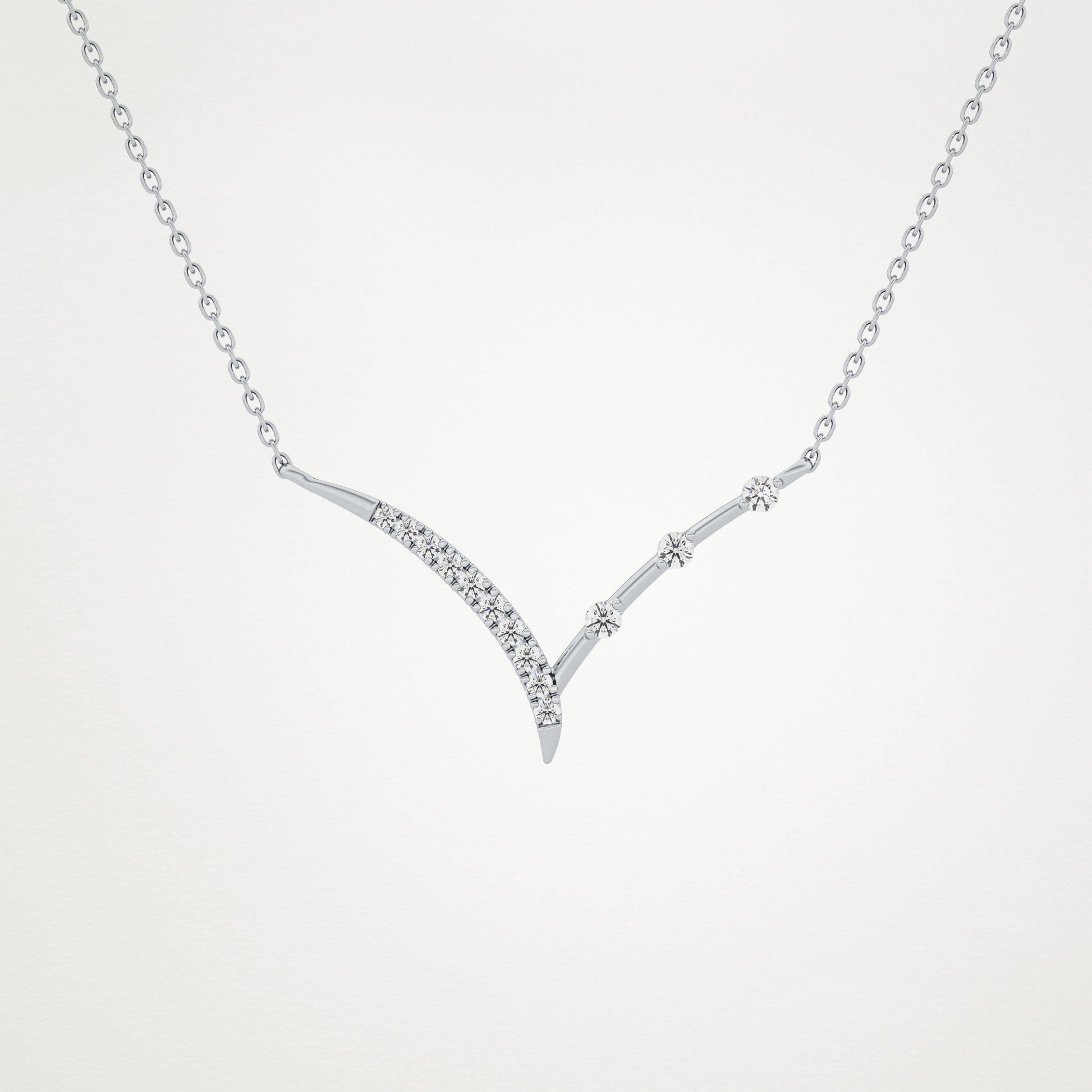 0.128 TCW Round Lab Grown Diamond Half Chevron Necklace