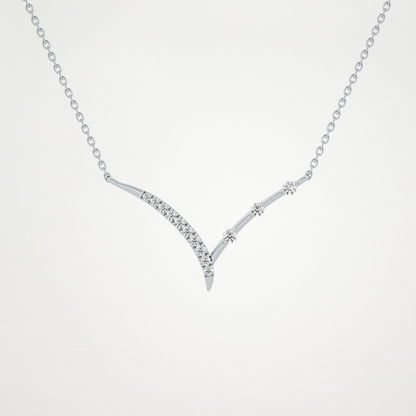 0.128 TCW Round Lab Grown Diamond Half Chevron Necklace
