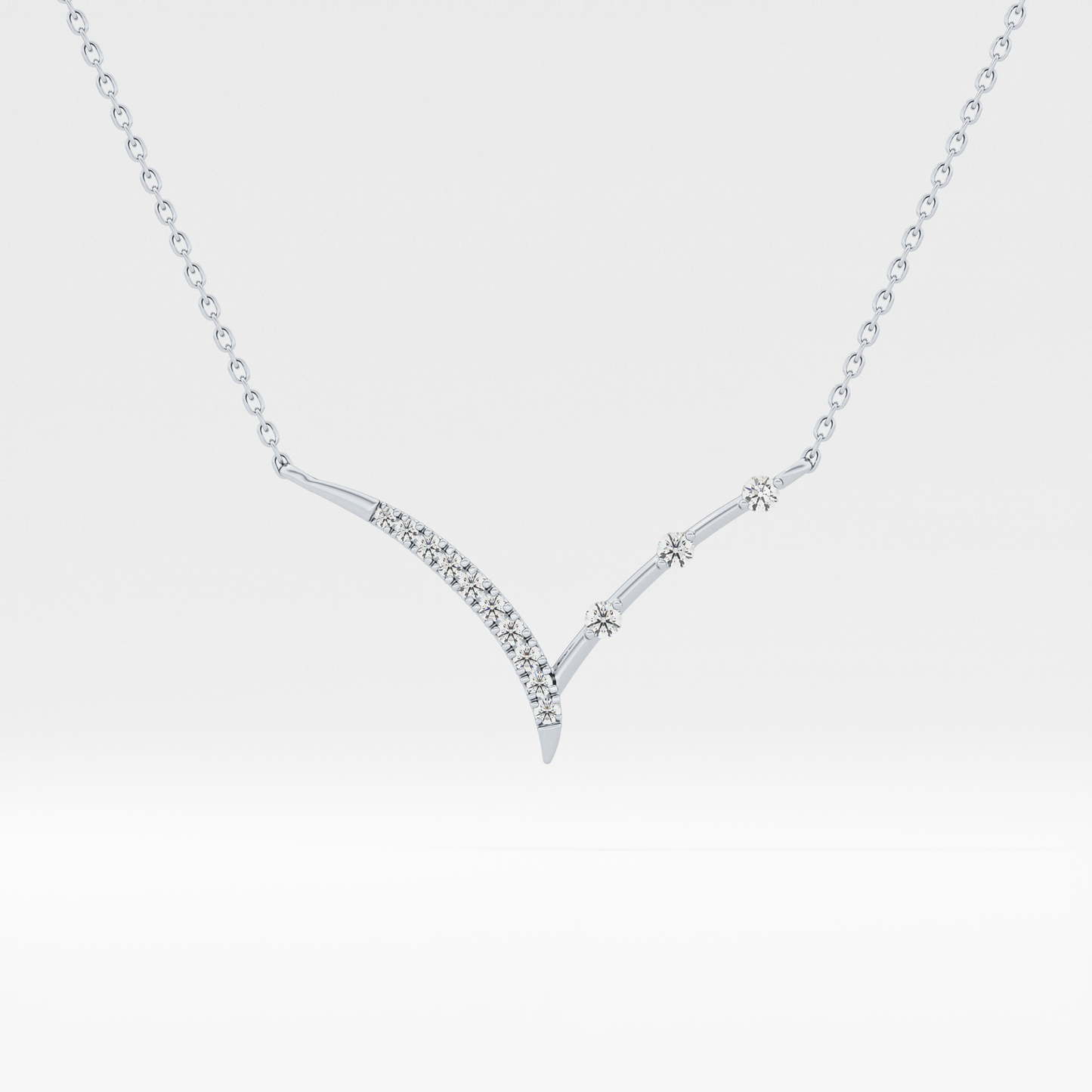 0.128 TCW Round Lab Grown Diamond Half Chevron Necklace