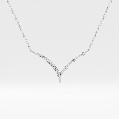 0.128 TCW Round Lab Grown Diamond Half Chevron Necklace