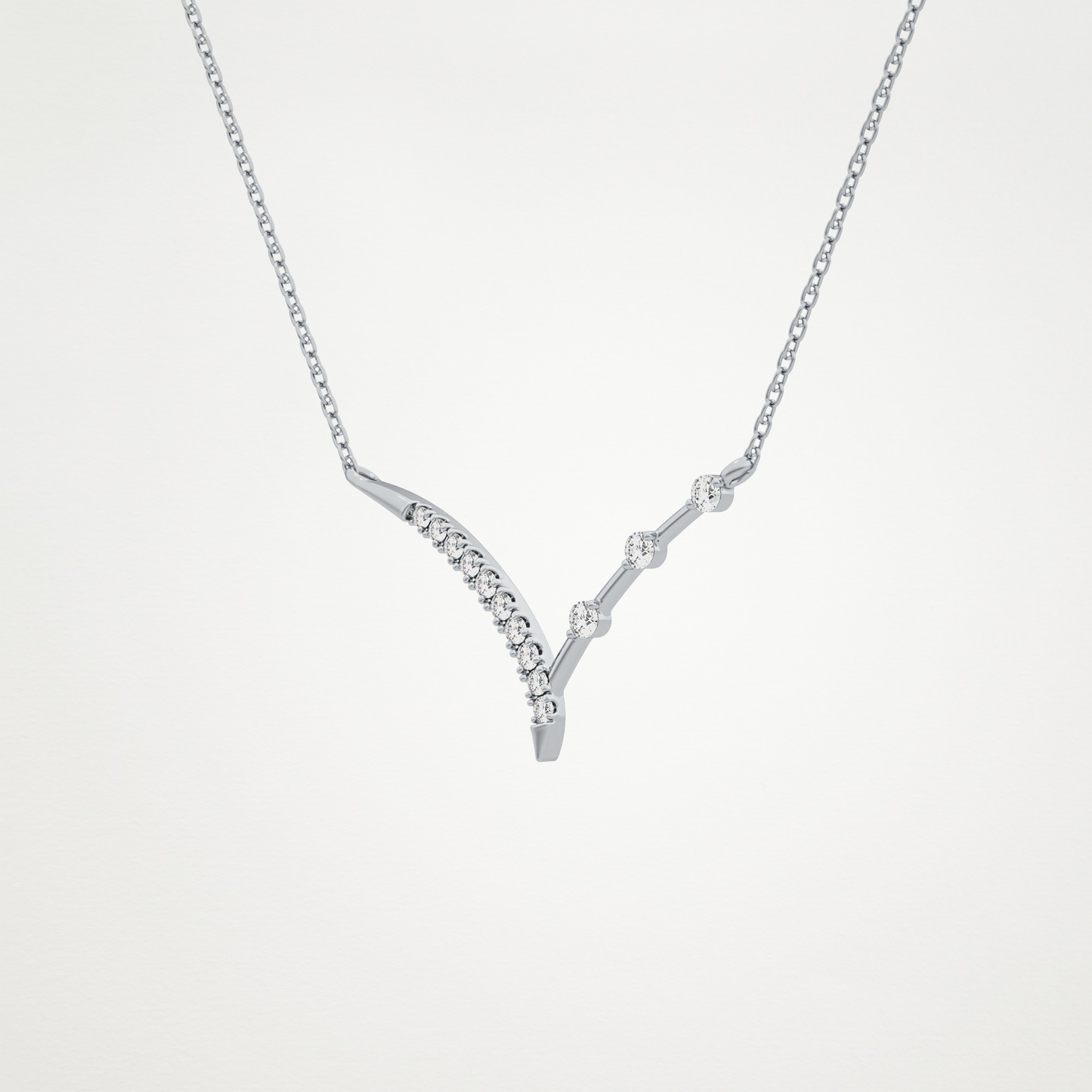 0.128 TCW Round Lab Grown Diamond Half Chevron Necklace
