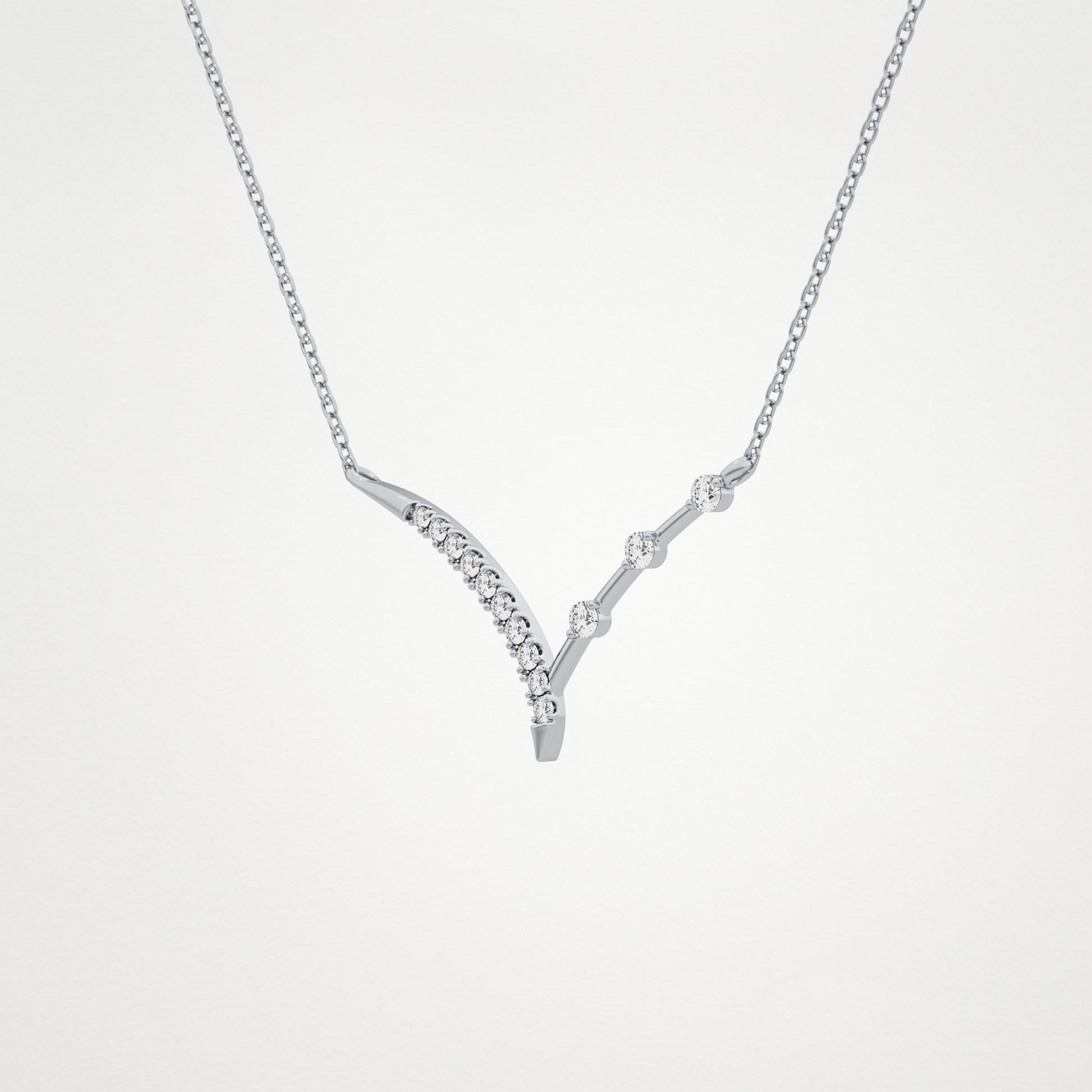 0.128 TCW Round Lab Grown Diamond Half Chevron Necklace