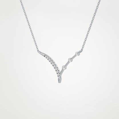 0.128 TCW Round Lab Grown Diamond Half Chevron Necklace