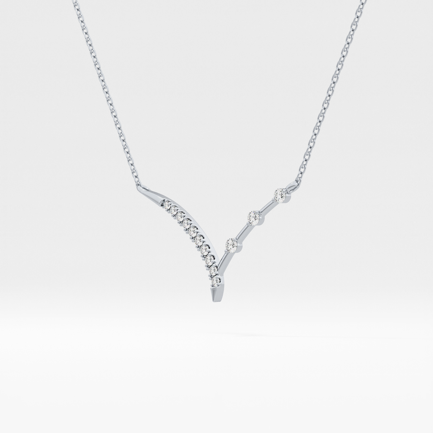 0.128 TCW Round Lab Grown Diamond Half Chevron Necklace