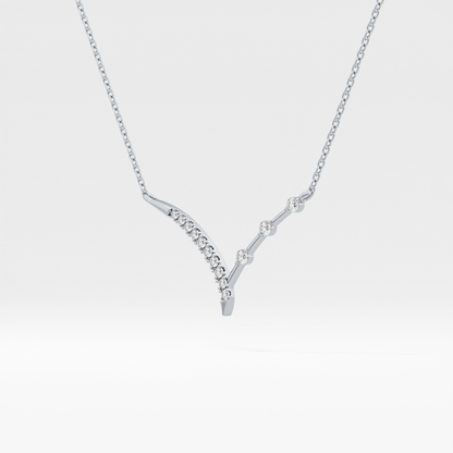 0.128 TCW Round Lab Grown Diamond Half Chevron Necklace