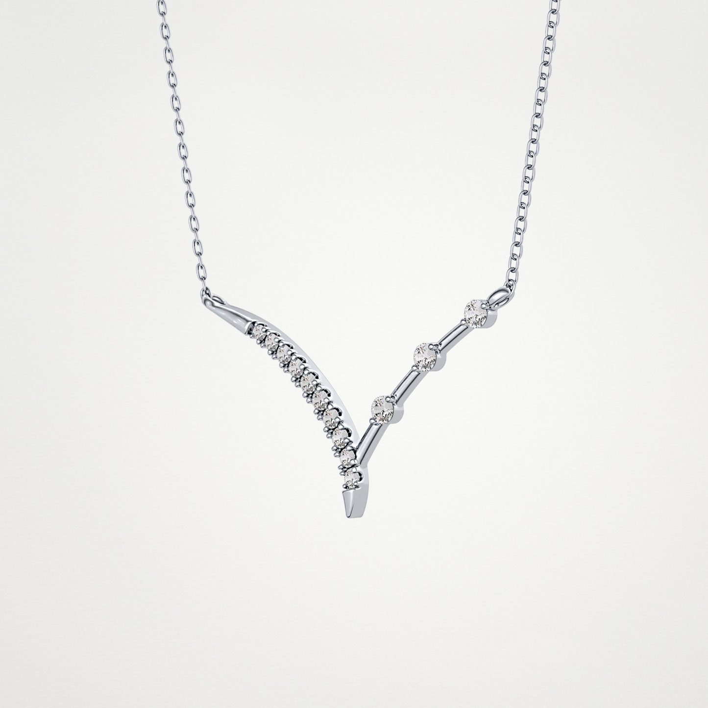0.128 TCW Round Lab Grown Diamond Half Chevron Necklace