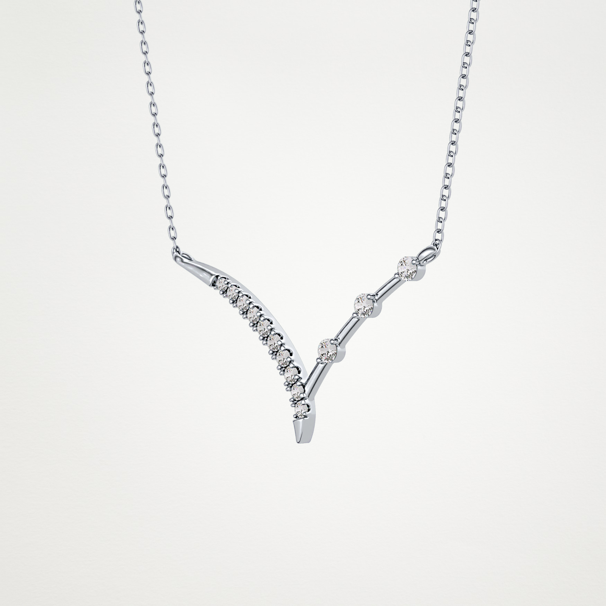 0.128 TCW Round Lab Grown Diamond Half Chevron Necklace