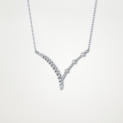 0.128 TCW Round Lab Grown Diamond Half Chevron Necklace