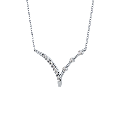 0.128 TCW Round Lab Grown Diamond Half Chevron Necklace