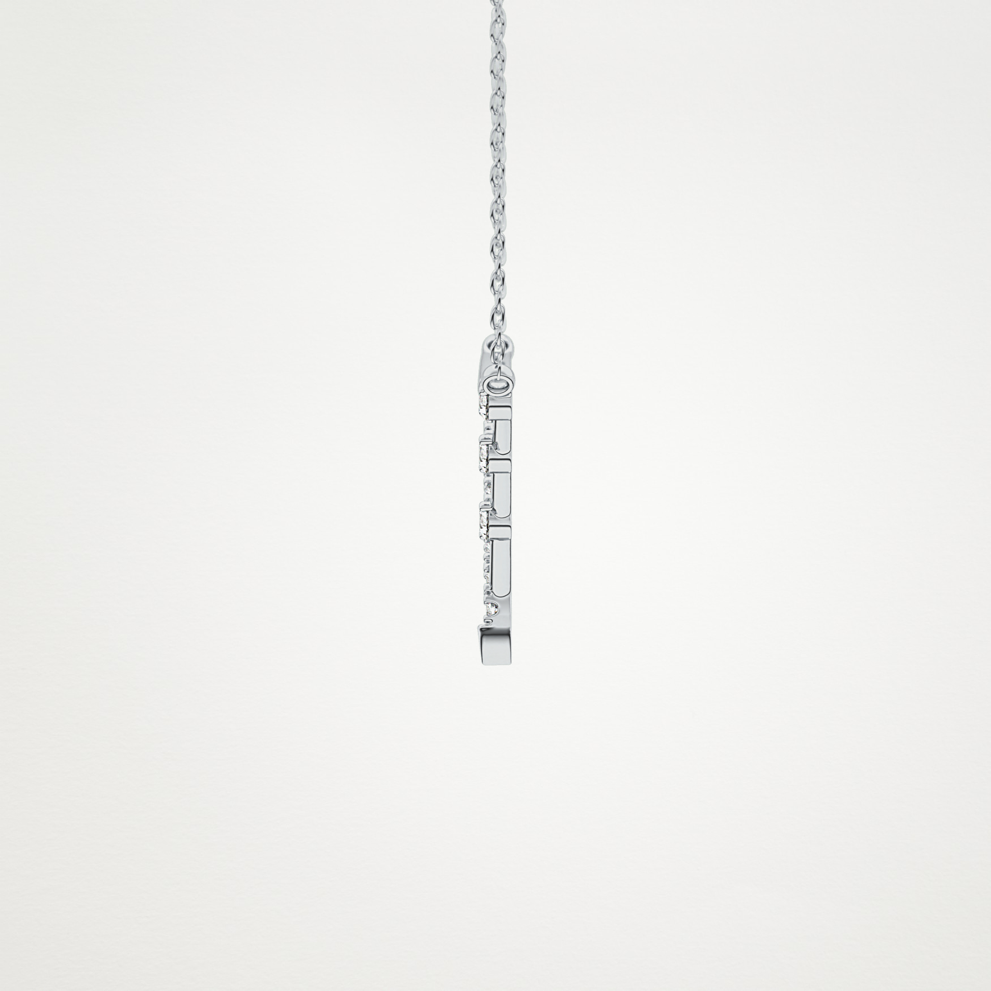 0.128 TCW Round Lab Grown Diamond Half Chevron Necklace