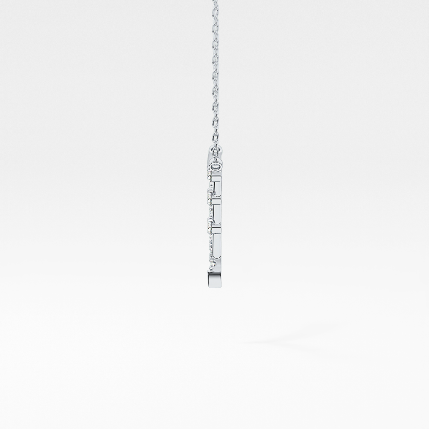 0.128 TCW Round Lab Grown Diamond Half Chevron Necklace