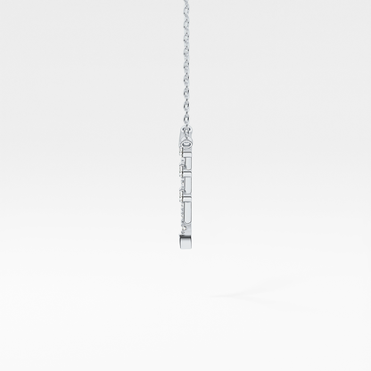 0.128 TCW Round Lab Grown Diamond Half Chevron Necklace