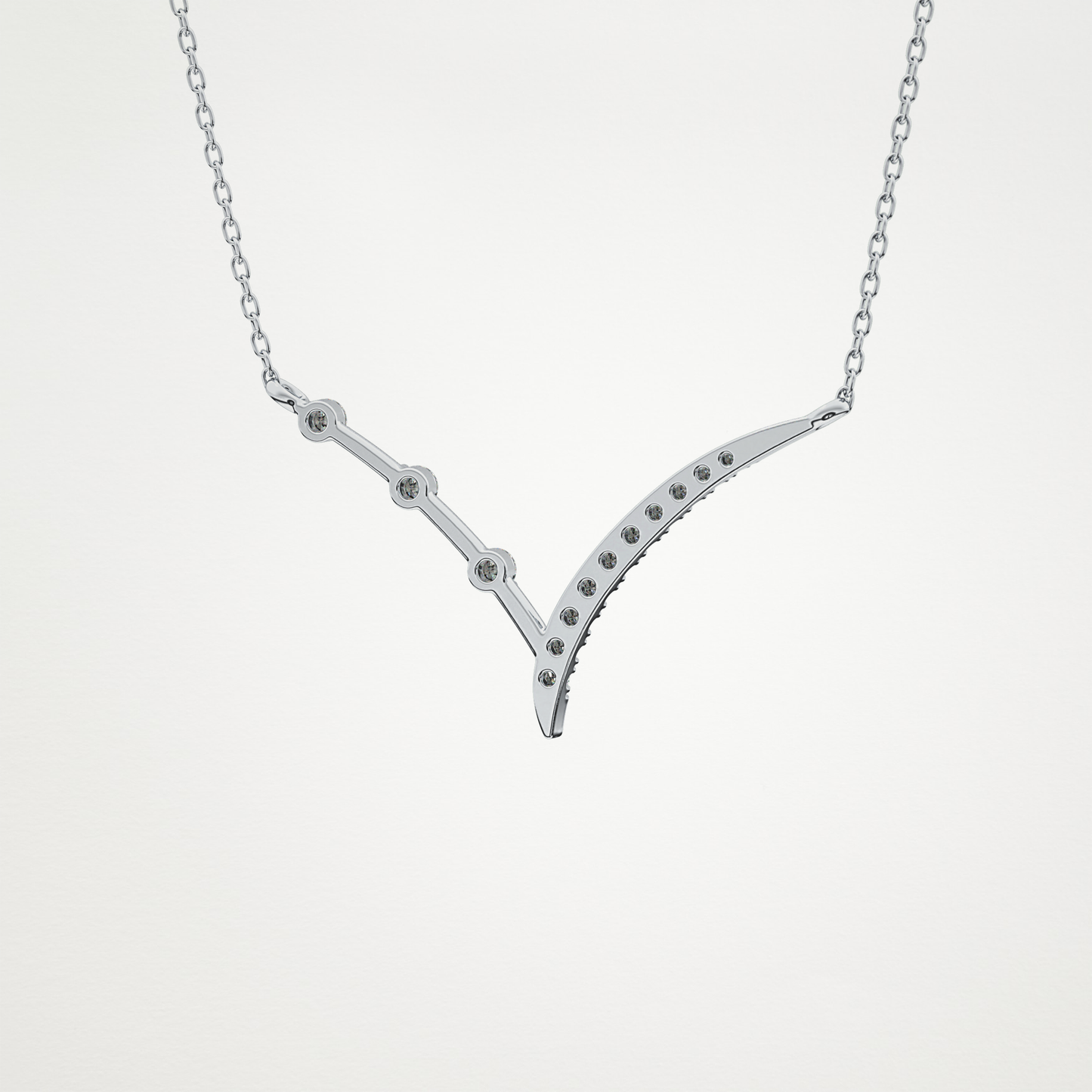 0.128 TCW Round Lab Grown Diamond Half Chevron Necklace
