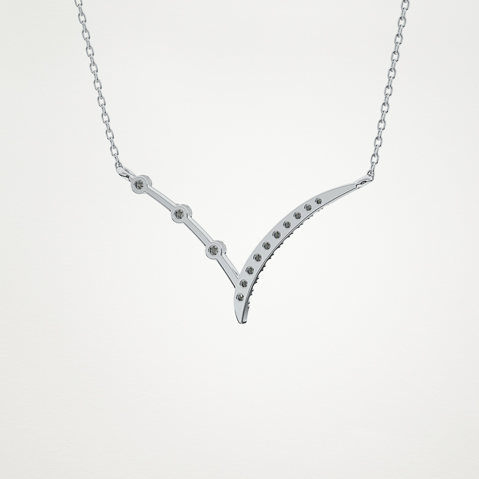 0.128 TCW Round Lab Grown Diamond Half Chevron Necklace