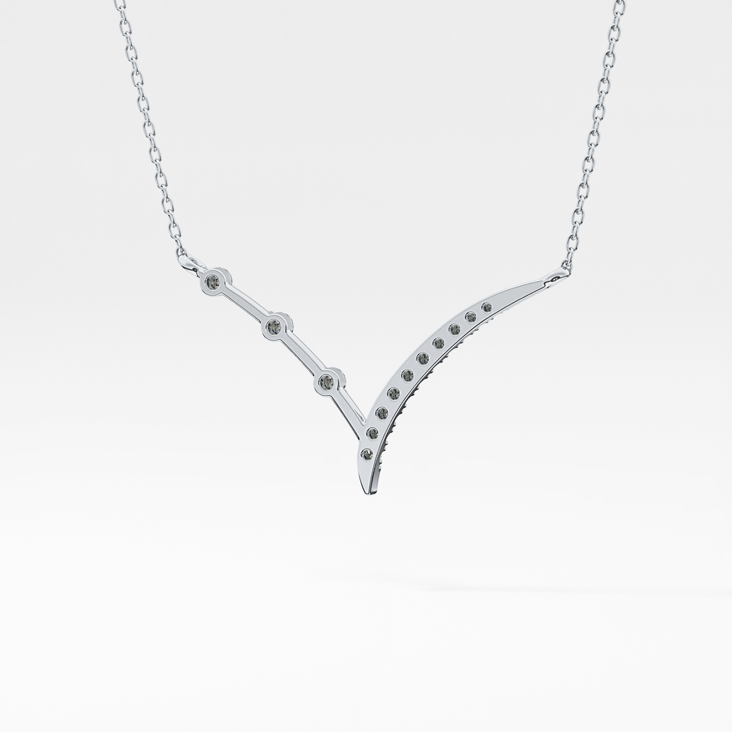 0.128 TCW Round Lab Grown Diamond Half Chevron Necklace