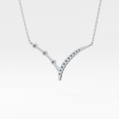 0.128 TCW Round Lab Grown Diamond Half Chevron Necklace
