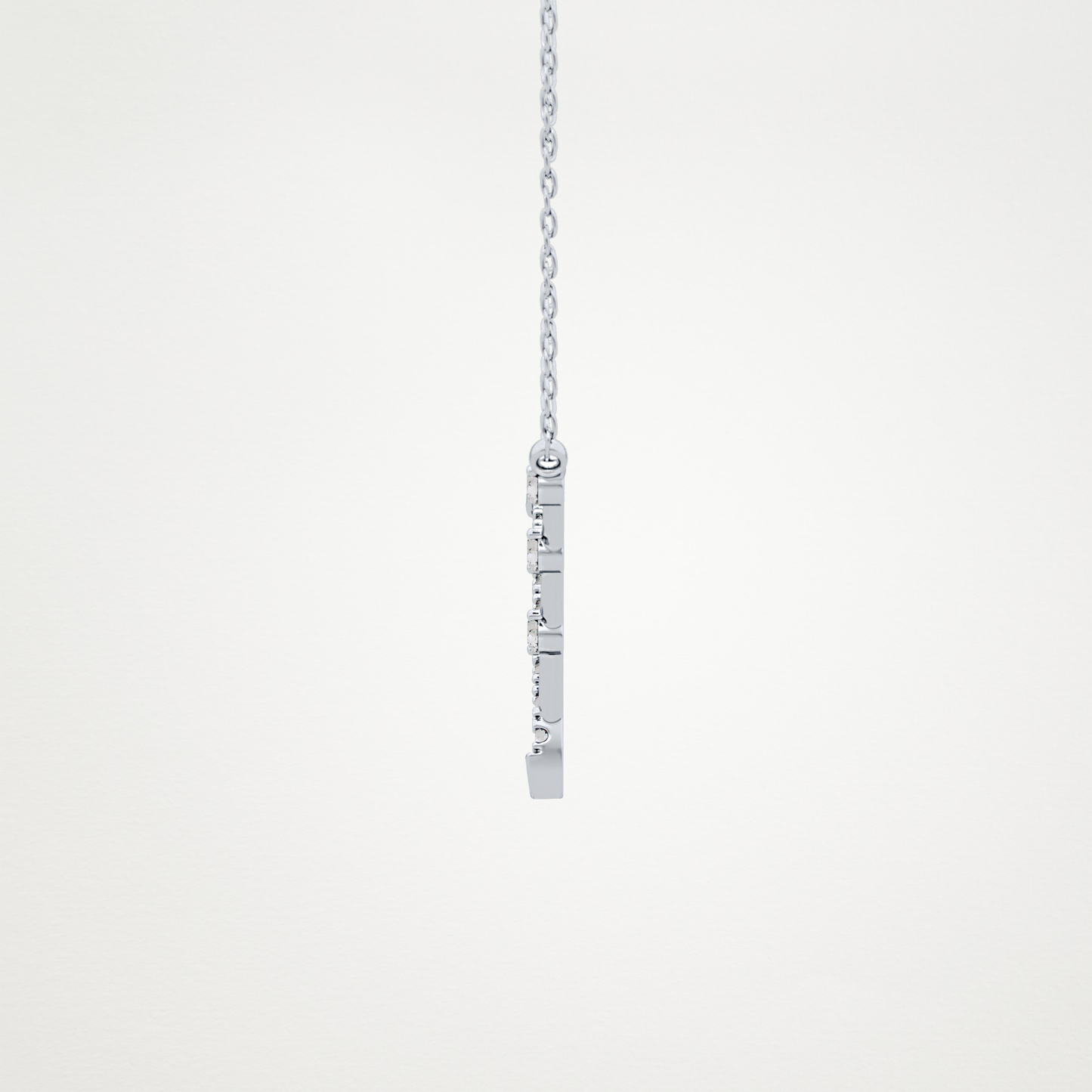 0.128 TCW Round Lab Grown Diamond Half Chevron Necklace