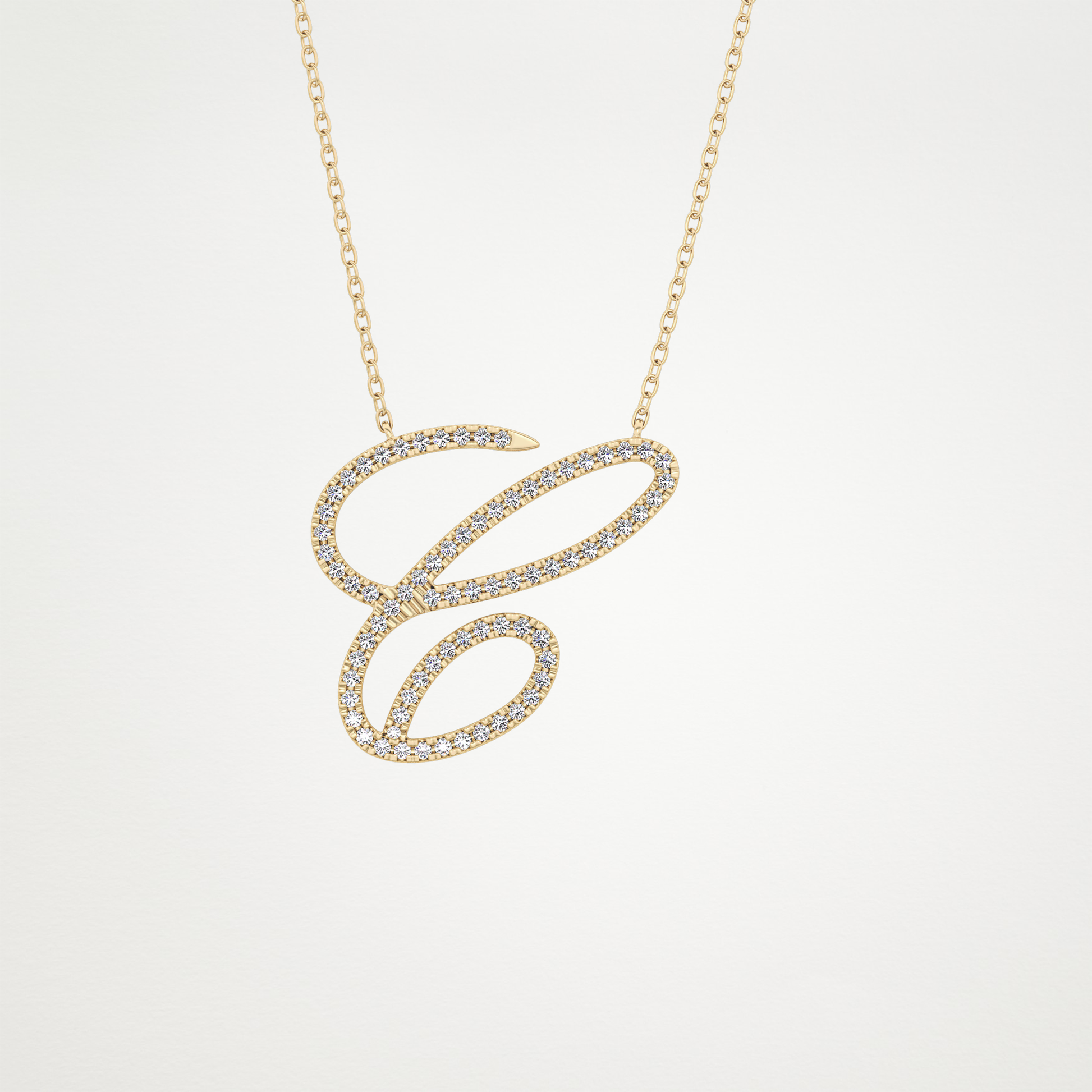 0.144 TCW Round Lab Grown Diamond E Initial Necklace