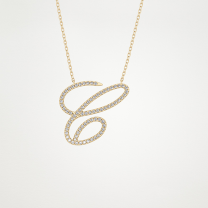 0.144 TCW Round Lab Grown Diamond E Initial Necklace