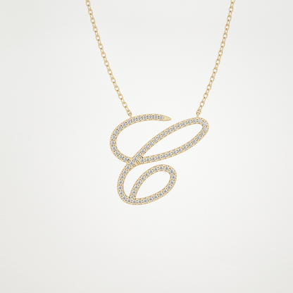0.144 TCW Round Lab Grown Diamond E Initial Necklace
