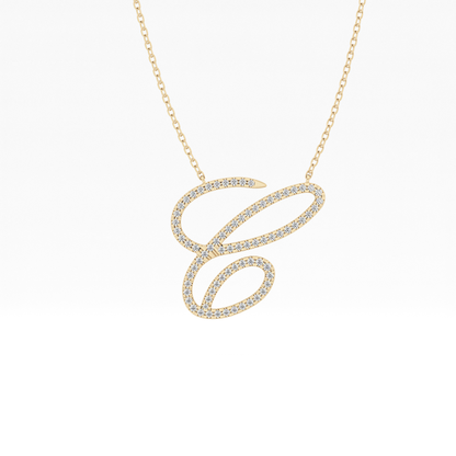 0.144 TCW Round Lab Grown Diamond E Initial Necklace