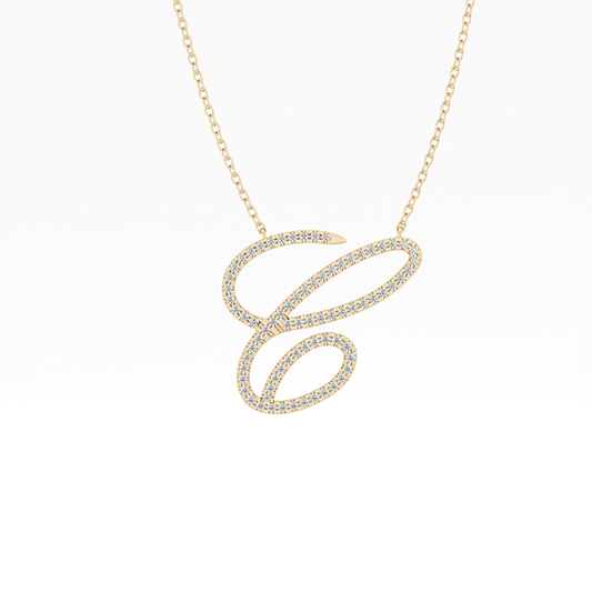 0.144 TCW Round Lab Grown Diamond E Initial Necklace