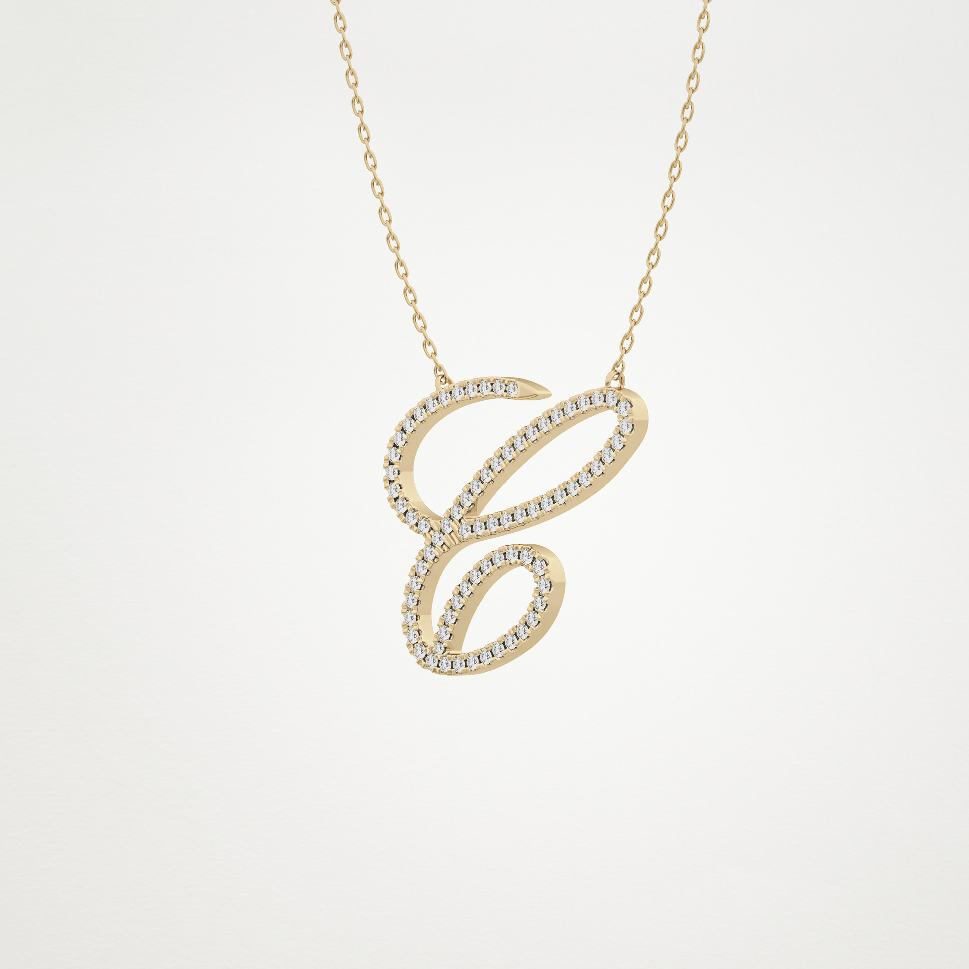 0.144 TCW Round Lab Grown Diamond E Initial Necklace