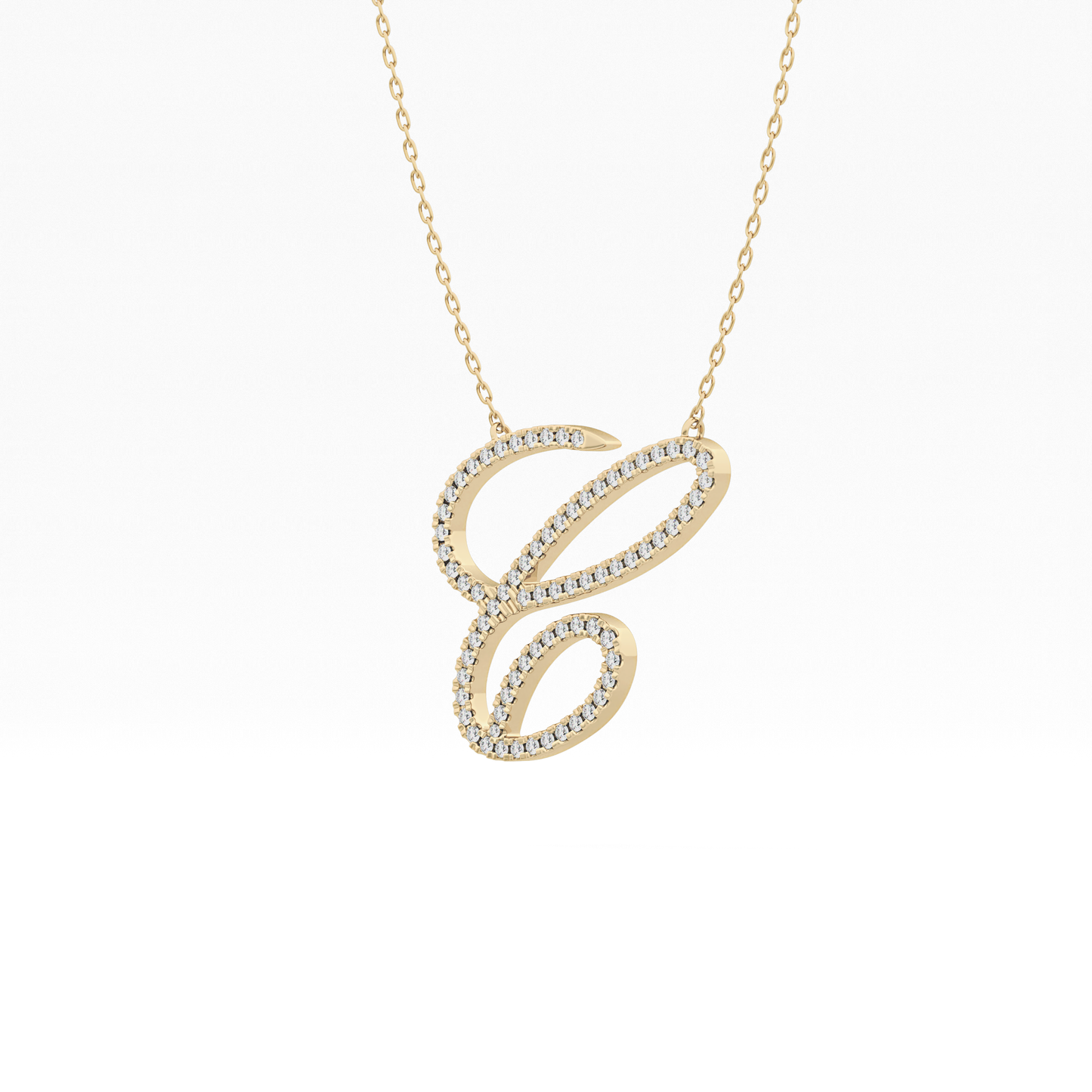 0.144 TCW Round Lab Grown Diamond E Initial Necklace