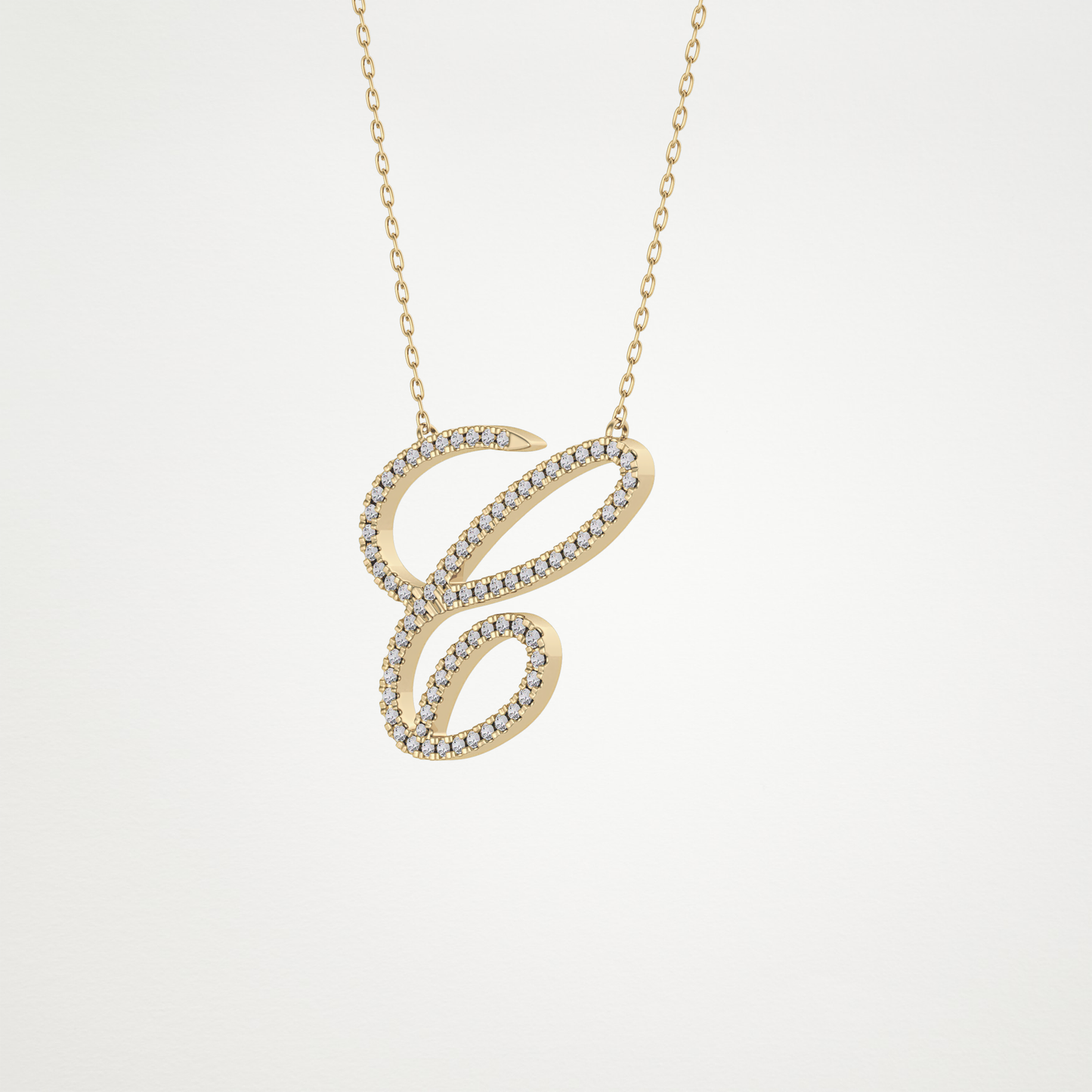 0.144 TCW Round Lab Grown Diamond E Initial Necklace